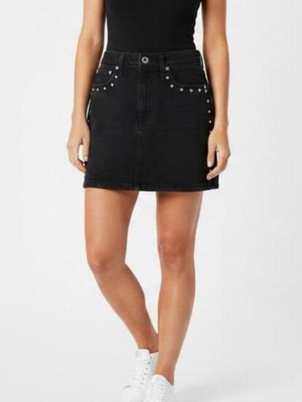 Abercrombie & Fitch Black Denim Studded Mini Skirt